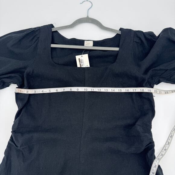 A New Day Women's Black Linen Short Puff Sleeve Mini Sundress Size 16 - Picture 10 of 11